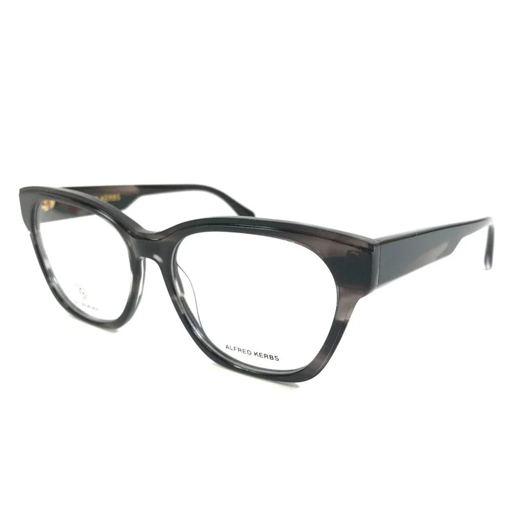 Alfred Kerbs Eyeglasses Frames MIO BK Black Gray Marble Horn Full Rim 54-16-135
